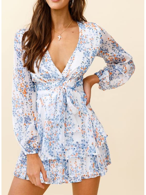 Floral V Neck Dress