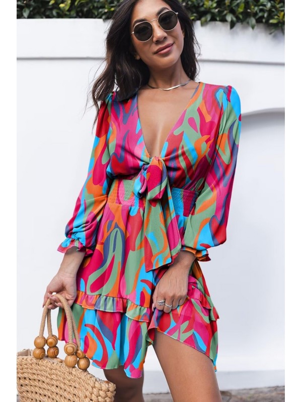 Bohemian tie-dye print dress