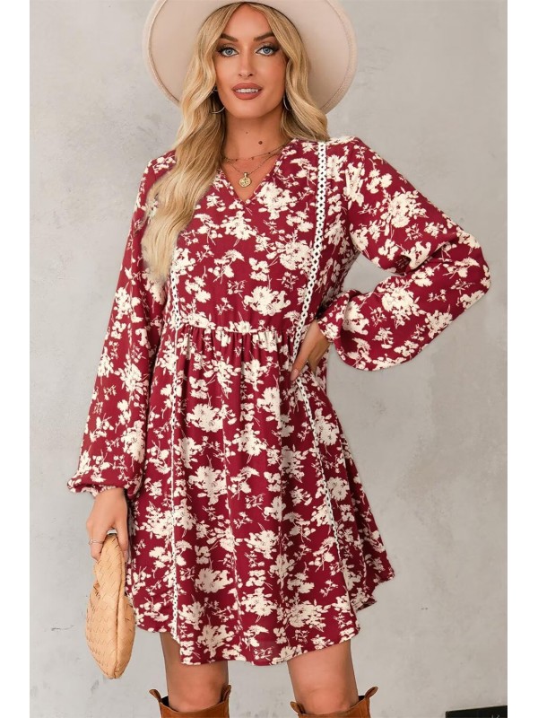 Floral V Neck Dress